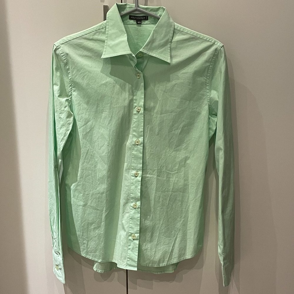 Holt Renfrew Pale Green Button-down woman's shirt - Size Medium